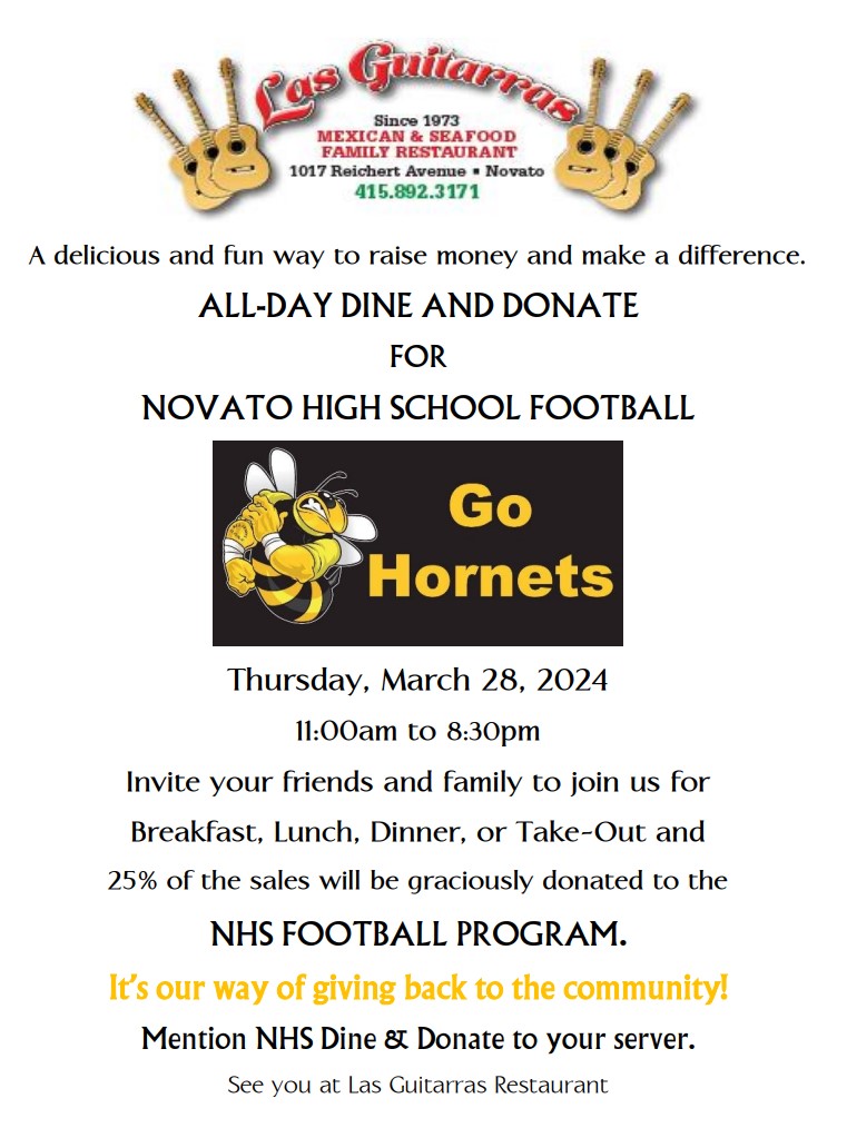 NHS FOOTBALL ALL-DAY DINE AND DONATE Thursday, March 28, 2024